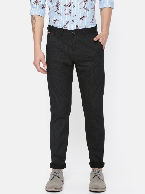 

The Indian Garage Co Men Black Regular Fit Checked Trousers