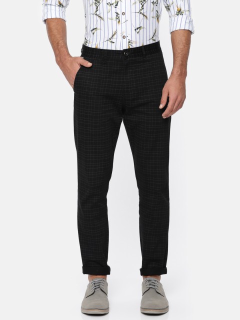 

The Indian Garage Co Men Black Regular Fit Checked Regular Trousers