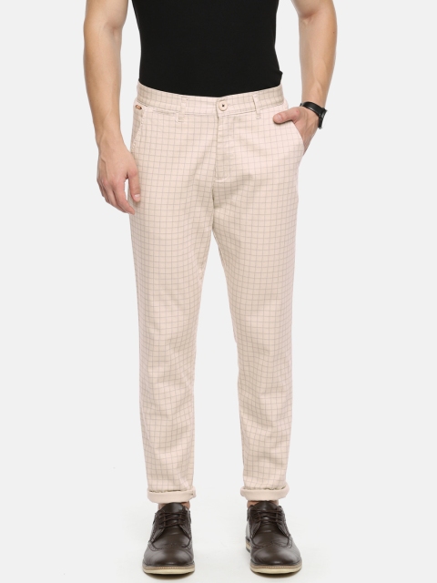 

The Indian Garage Co Men Cream-Coloured Checked Trousers