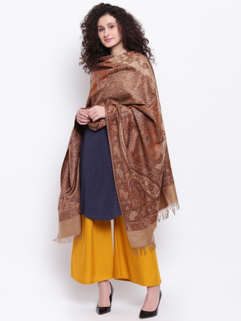 

HK colours of fashion Women Brown & Beige Woven Design Shawl