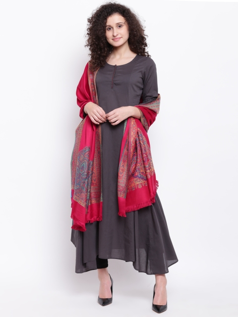 

HK colours of fashion Women Magenta Woven Design Shawl