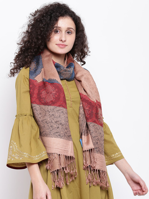 

HK colours of fashion Women Brown Woven Design Stole