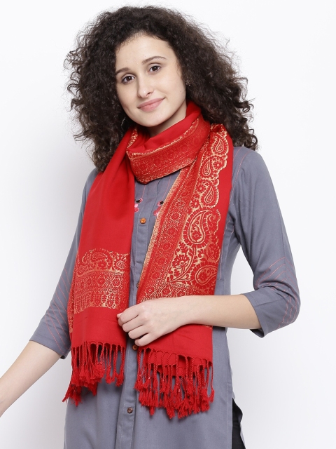 

HK colours of fashion Women Red Solid Stole