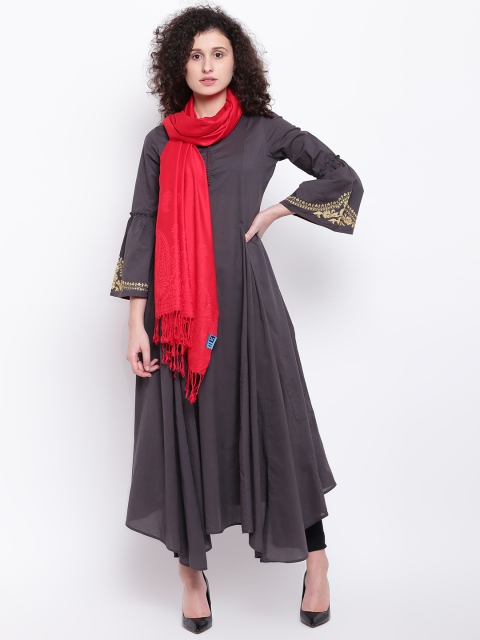 

HK colours of fashion Women Red Solid Stole