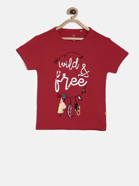 

Allen Solly Junior Girls Red Printed Round Neck T-shirt