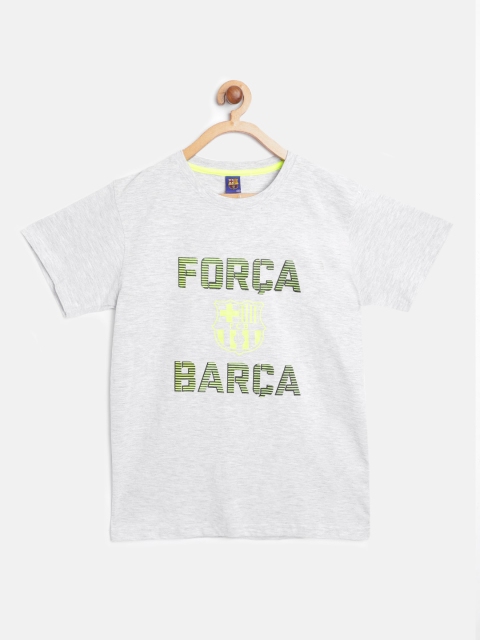 

FC Barcelona Boys Grey Melange & Green Forca Barcelona Printed T-shirt