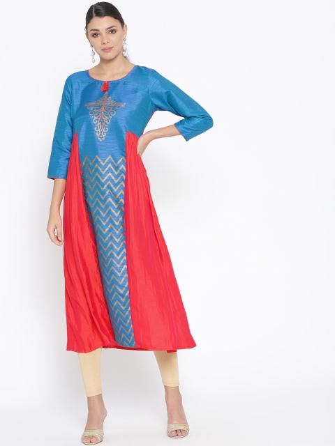

Indian Ink Women Blue & Red Printed A-Line Kurta