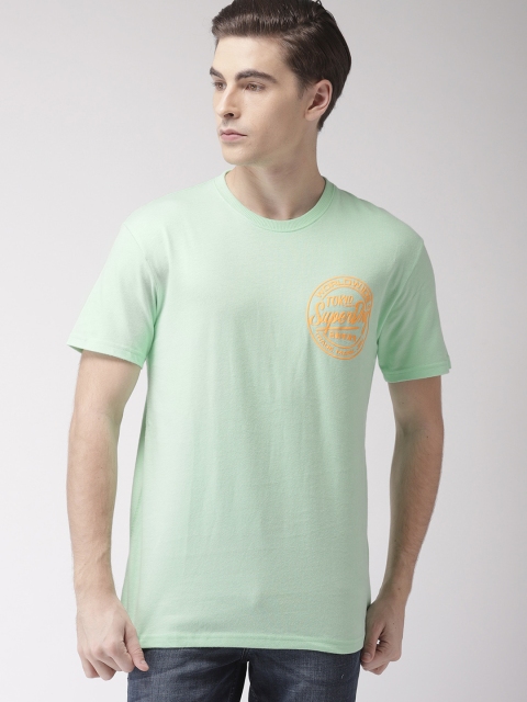 

Superdry Men Lime Green Solid Round Neck T-shirt