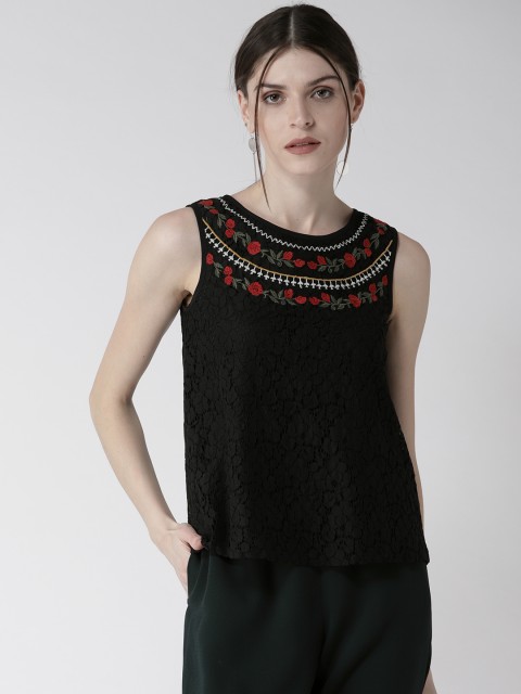 

QUIERO Women Black Lace Top