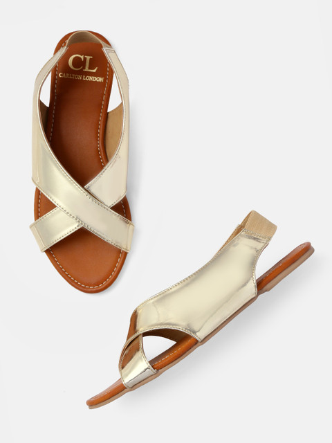 

Carlton London Women Gold-Toned Solid Open Toe Flats