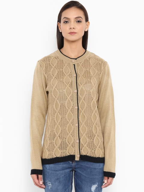

Park Avenue Women Beige Self Design Cardigan