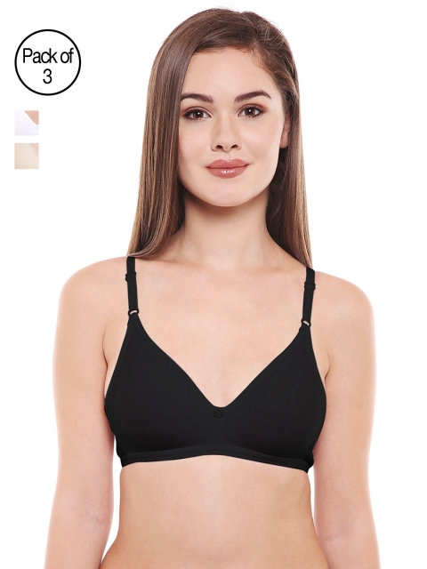 

Bodycare Women Pack of 3 Solid T-shirt Bra E5555BSW, Black