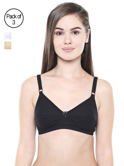 

Bodycare Women Pack of 3 Solid Everyday Bra E5518BSW, Black