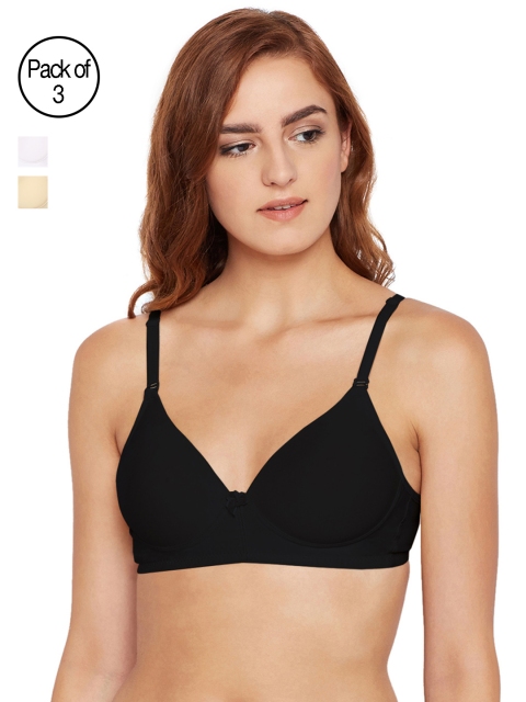 

Bodycare Black & Beige Solid Non-Wired Heavily Padded Pack Of 3 Push-Up Bra E6566BSW