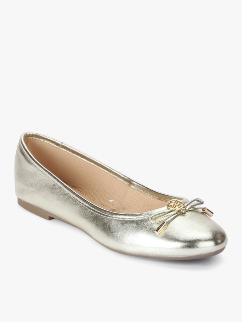 

Carlton London Women Muted Gold-Toned Leather Solid Ballerinas