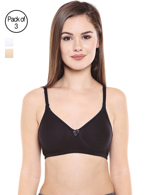 

Bodycare Women Pack of 3 Black, Beige & White Solid T-shirt Bra E6525BSW
