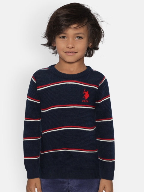 

U.S. Polo Assn. Kids Boys Navy Blue Striped Sweater