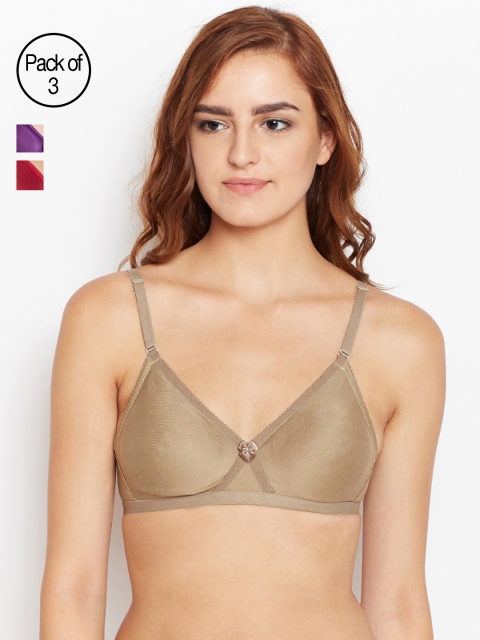 

Bodycare Women Pack of 3 Solid T-shirt Bra E5551CADPUMH, Camel brown