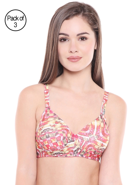 

Bodycare Women Pack of 3 Multicoloured Printed T-shirt Bra 6554, Multi