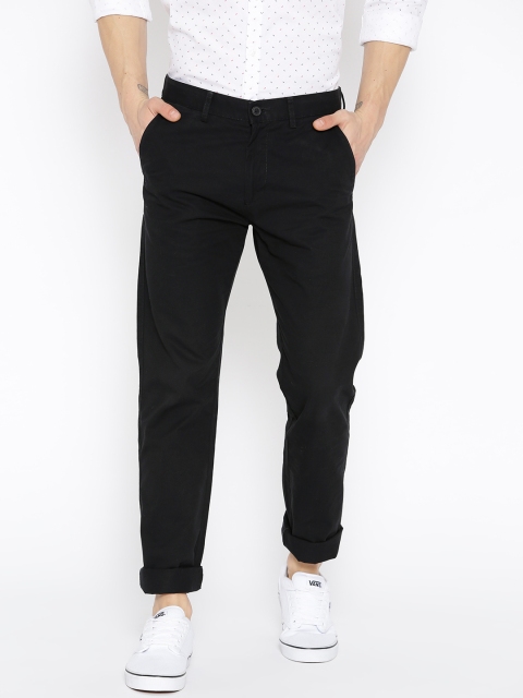 

Peter England Casuals Men Black Slim Fit Solid Trousers