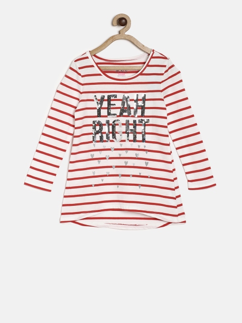 

The Childrens Place Girls Red Striped A-Line Top