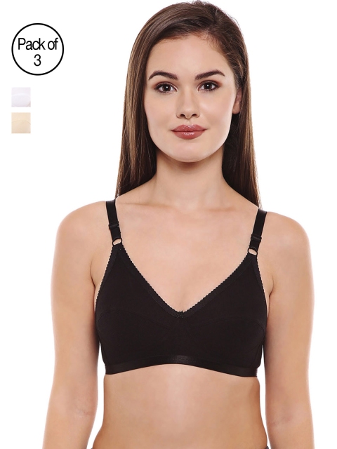 

Bodycare Women Pack of 3 Solid Everyday Bra CD1517BSW, Black