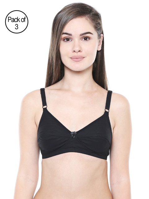 

Bodycare Women Pack of 3 Black Solid Everyday Bra 5518B