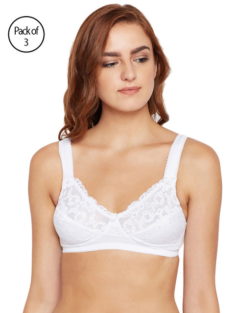 

Bodycare Women Pack of 3 White Self Design Everyday Bra 5590W