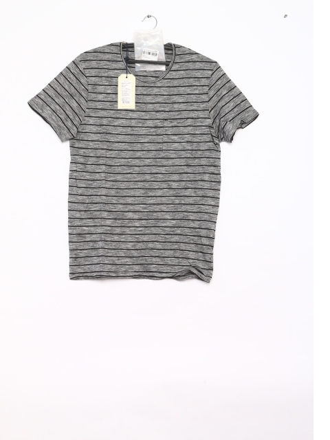 

SELECTED Men Grey & Black Printed Round Neck T-shirt