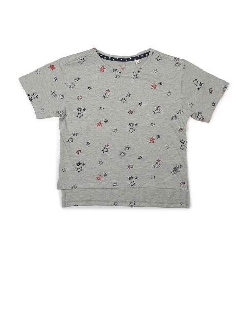 

Allen Solly Junior Girls Grey Printed Round Neck T-shirt