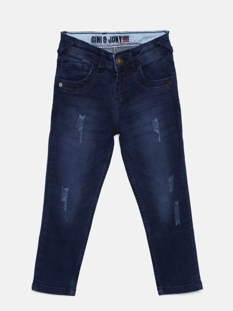 

Gini and Jony Boys Blue Mid-Rise Low Distress Stretchable Jeans