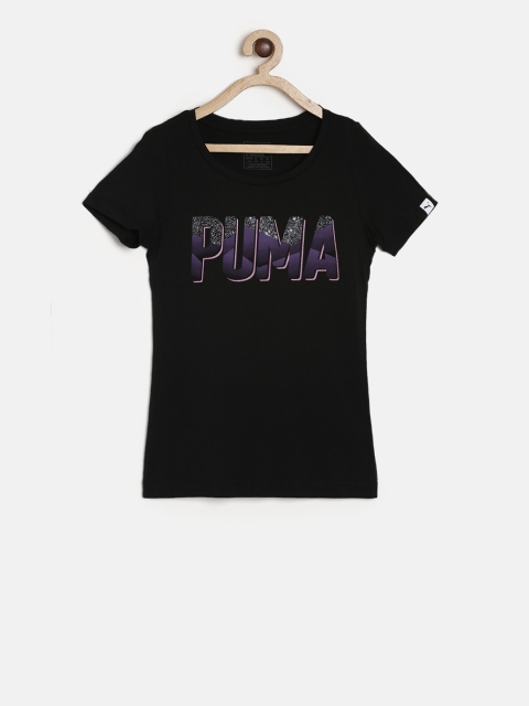 

Puma Girls Black Printed Round Neck T-shirt