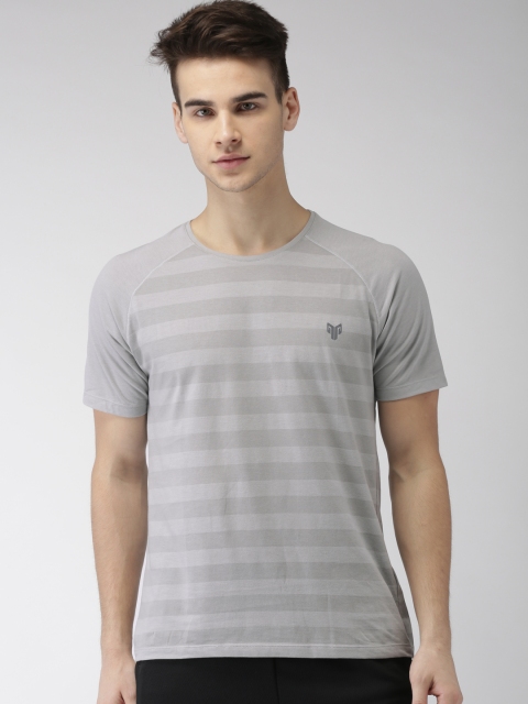 

2GO Men Grey Striped Round Neck T-shirt