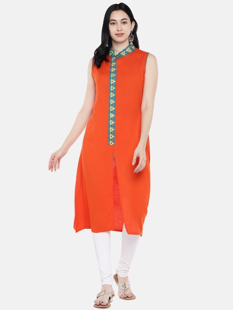 

Divina Women Orange Solid A-Line Kurta