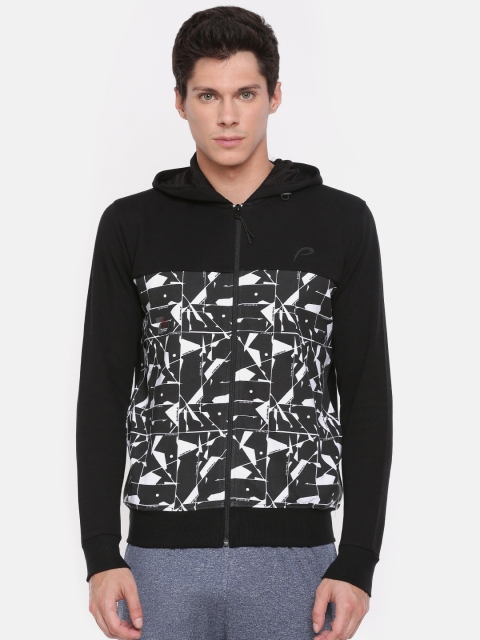 

Proline Active Men Black & White Printed Hooded Sweatshirt