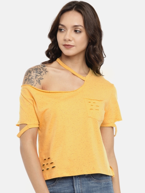 

CAMLA Women Yellow Solid Top