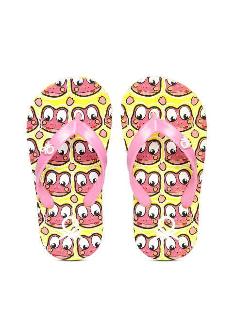 

United Colors of Benetton Kids Pink & Yellow Printed Thong Flip-Flops