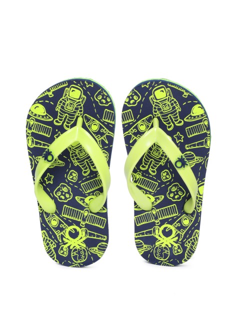 

United Colors of Benetton Kids Green & Navy Blue Printed Thong Flip-Flops