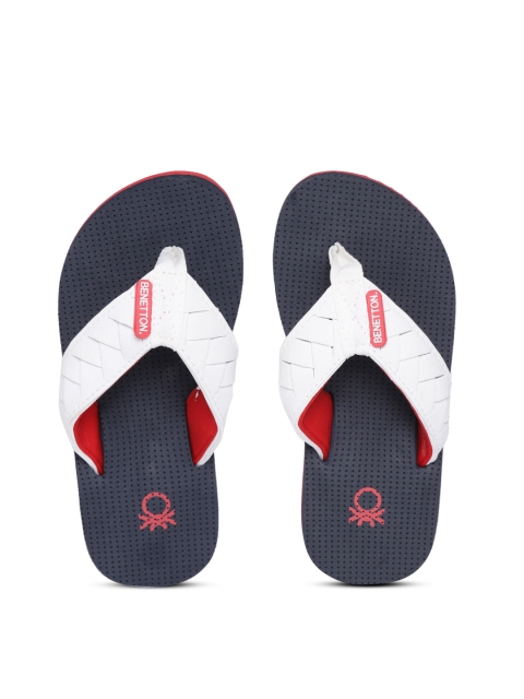

United Colors of Benetton Boys White & Navy Self Design Thong Flip-Flops