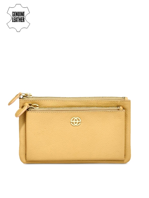 

Eske Women Beige Textured Leather Zip Around Wallet