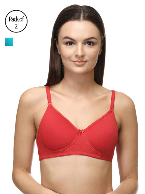

Lady Lyka Women Pack of 2 T-shirt Bras MISTIQUE-GRN-VOGUE-RED, Green