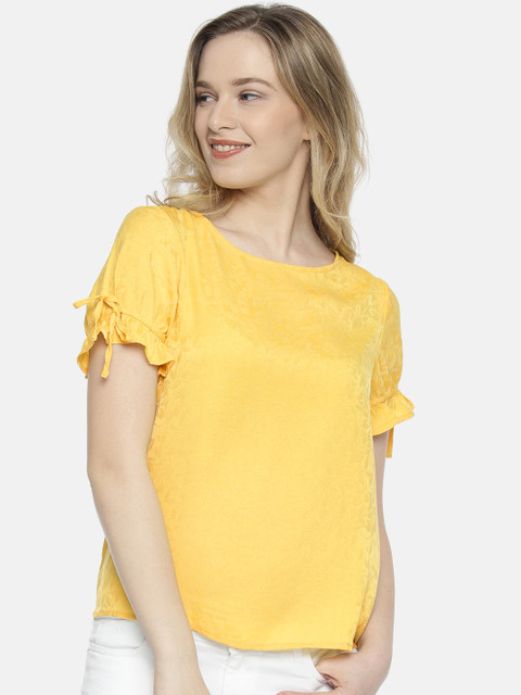 

Vero Moda Women Yellow Printed Blouson Top