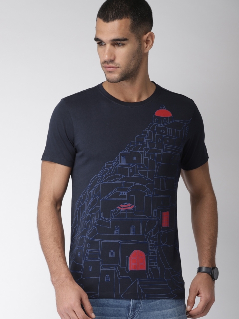 

Arrow Sport Men Navy Blue Printed Round Neck T-shirt
