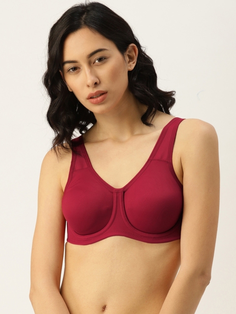 

Wacoal Maroon Solid Underwired Non Padded Sports Bra