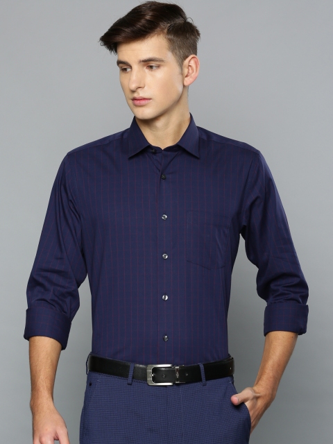 

Louis Philippe Men Navy Blue Slim Fit Checked Formal Shirt