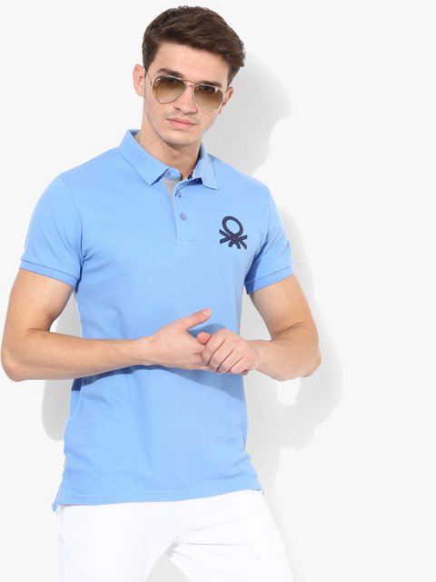 

Blue Solid Regular Fit Polo Pure Cotton T-shirt