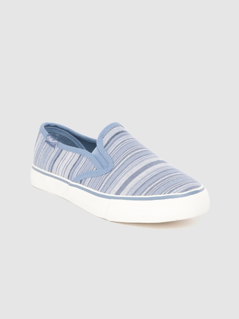 

Boltio Women Blue & White Striped Slip-On Sneakers