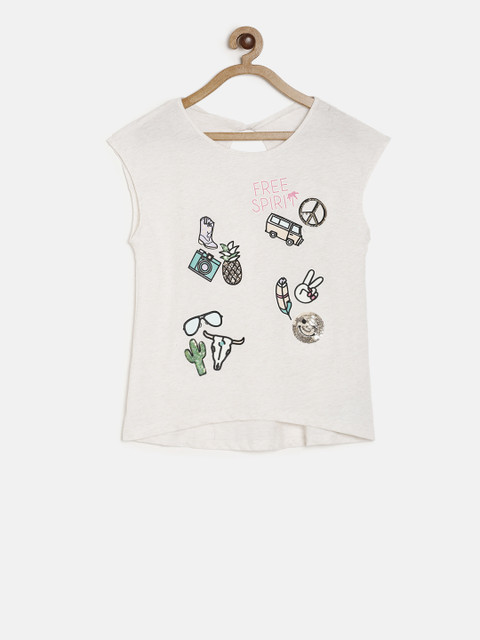 

The Childrens Place Girls Off-White Printed Top