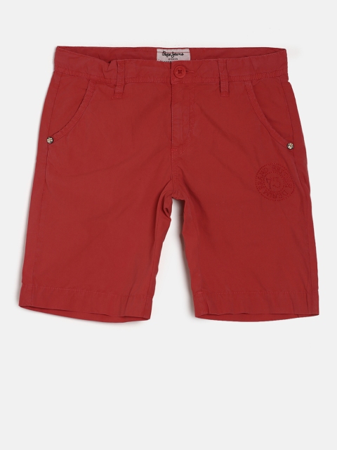 

Pepe Jeans Boys Red Solid Regular Fit Regular Shorts