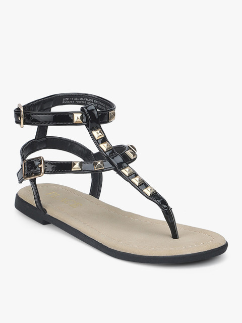 

The Childrens Place Girls Black Solid T-Strap Flats